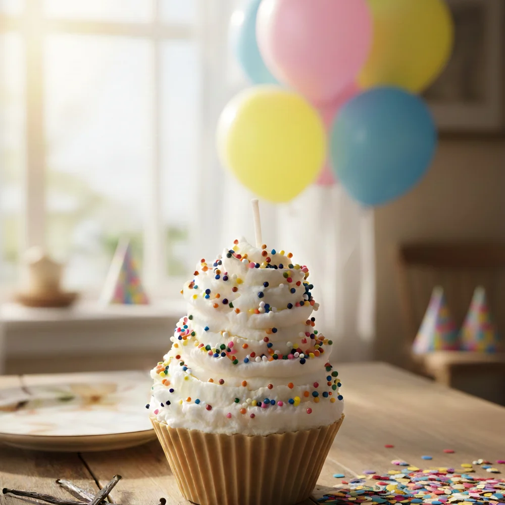 Cupcake Candle with Colorful Sprinkles